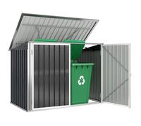Cache poubelle double - abri de jardin - Outsunny - 2 poubelles de 240L couvercle lié par chaînes - acier galvanisé - gris foncé