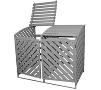 Cache Poubelle Double Gris Cérusé - 122cm x 149cm x 92cm