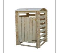 Conteneur à déchets en bois pour 1 conteneur, bois massif TIMBELA M606-1, conteneur à déchets en bois avec paroi arrière boîte de rangement