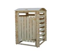 Cache Poubelle en Bois à Porte Verrouillables, Abri Poubelles de Jardin pour Entreposage de 1 Bac Poubelles Standard de 240 litres 97cm x 97cm x H137cm TIMBELA M606-1