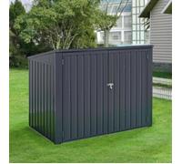Cache poubelle extérieur EN.CASA - Acier galvanisé - Toit rabattable - 2 poubelles 240L - Gris foncé