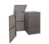 habillage pour 2 poubelles HWC-E25, abri pour poubelles, couverture pour poubelles, poly rotin 2x120l ~ gris