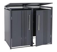 Cache-Poubelle pour 2 poubelles HWC-Q76, abri pour poubelles, Couvercle à pédale en métal, 116 x 132 x 89 cm, 53 kg - Anthracite