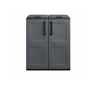 Art Plast Cache-poubelles de tri sélectif Meuble mi-hauteur 2 sacs, 2 anneaux, 2 portes 68×37×84 cm