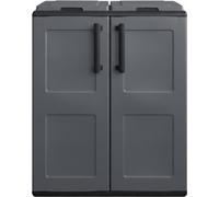 Cache Poubelles de tri Selectif 2 Sacs Meuble mi- hauteur Dim 68 x 37 x 84cm 2 Anneaux de support de sac 2 Portes Art Plast