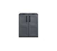 Art Plast Cache-poubelles de tri sélectif Meuble mi-hauteur 2 sacs, 2 anneaux, 2 portes 68×37×84 cm