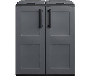 Cache Poubelles de tri Selectif 2 Sacs Meuble mi- hauteur Dim 68 x 37 x 84cm 2 Anneaux de support de sac 2 Portes Art Plast