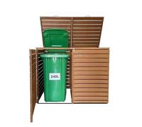 Cache-poubelles - Divit MB3 - Lot de 2 pour bacs 240 L - Bois imperméable - Portes verrouillables