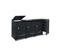 habillage pour 4 poubelles HWC-E83b, Couverture pour poubelle, 117x265x80cm, anthracite, acier 90kg