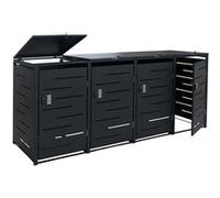 habillage pour 4 poubelles HWC-E83b, Couverture pour poubelle, 117x265x80cm, anthracite, acier 90kg