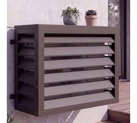 Cache pour climatisation/échangeur thermique HWC-O43, cache pour grille de protection, métal 73 x 97 x 38 cm ~ marron foncé