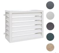 Cache pour climatiseur/échangeur thermique HWC-O43, cache pour grille de protection, métal 73 x 97 x 38 cm ~ gris-blanc