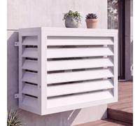 Cache pour climatiseur/échangeur thermique HWC-O43, cache pour grille de protection, métal 73 x 97 x 38 cm ~ gris-blanc