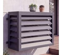 Cache pour climatiseur/échangeur thermique HWC-O43, cache pour grille de protection, métal 73 x 97 x 38 cm ~ anthracite