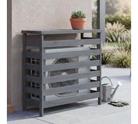 Cache pour climatiseur/échangeur thermique HWC-Q15, cache en bois ® 78 x 84 x 32 cm ~ gris anthracite
