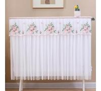 Cache-poussière du Radiateur avec Bordure en Dentelle Florale 40 à 220 cm | Dessus en Tissu Épais, Fixation Par Sangles, Tricot peigné, Installation Sans Perçage(Pink,70x20x80cm/28x8x32in)