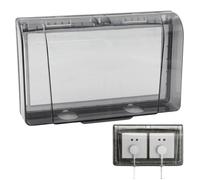Cache prise étanche 2 postes transparent pour extérieur - couvercle mural adhésif 20,2×12,1×4 cm