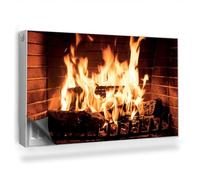 Cache Radiateur 100x60 cm Couverture Magnétique Tapis Design pour Radiateurs Facile à Installer pour Salon et Cuisine Protège et Décore - Une cheminée allumée, Un feu de Joie Chaleureux