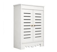 Cache Radiateur 4 Côtés Avec Portes À Fentes Horizontales Et Base Ondulée | Panneau PVC Épais, Fermeture Magnétique, Poignées Cristal, Cache Chauffage, Décoration Salon Chambre(70x70x25cm【64x63x20cm】)