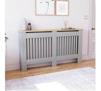 Cache-radiateur Arlington, grand format, à lamelles modernes, en MDF, finition gris et chêne, L 152 x P 19 x H 83 cm