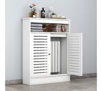 Cache-radiateur avec rangement et portes, imperméable et ignifuge, montage facile, pour salon, chambre, salle de bain, bureau - Finition blanche