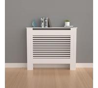 Cache-radiateur blanc - 92 cm de haut - Panneau en MDF - Lamelles horizontales - Habillage pour radiateur salon chambre