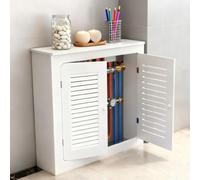 Cache-radiateur blanc avec 2 portes, protection de chauffage moderne et étagère de rangement, meuble autoportant en bois pour la maison, le bureau, la salle de bain, blanc