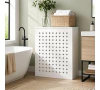 Cache Radiateur Blanc, Meuble Cache Radiateur, Cache Chauffage Décoratif, | Panneau Ajouré Floral Avec Tablette Supérieure, Design Moderne Façade Ventilée Pour Salon(White4,70x15x90cm)