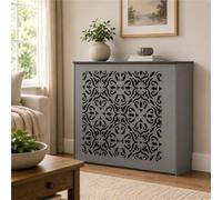 Cache Radiateur Blanc, Meuble Cache Radiateur, Tablette Radiateur Moderne | Panneau Ajouré Décoratif Avec Finition Blanche, Design Contemporain Étagère Supérieure Pour Salon(Gray,L101xH80xD25cm)