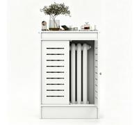 Cache-radiateur Blanc Moderne avec Grille Horizontale Facile a Installer | Imperméable et Résistant aux Moisissures, Peut Placer Des Décorations, pour Salon Chambre Bureau Bathroom(80x80x25)