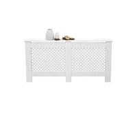 Cache-Radiateur Chauffage Moderne - 152x19x82cm - Blanc Etagère en Bois MDF