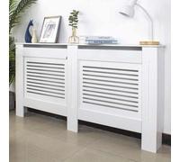 Cache-radiateur en MDF 152 x 19 x 82 cm, élément décoratif avec panneaux en bois et rayures horizontales