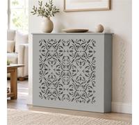 Cache Radiateur Étroit Blanc, Meuble Chauffage Décoratif | Panneau Ajouré Motif Fleur Avec Style Minimaliste Et Ventilation Naturelle Pour Maison Moderne(Gray,L101xH80xD20cm)
