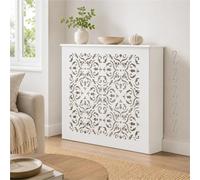 Cache Radiateur Étroit Blanc, Meuble Chauffage Décoratif | Panneau Ajouré Motif Fleur Avec Style Minimaliste Et Ventilation Naturelle Pour Maison Moderne(White,L101xH90xD20cm)
