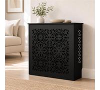 Cache Radiateur Étroit Blanc, Meuble Chauffage Décoratif | Panneau Ajouré Motif Fleur Avec Style Minimaliste Et Ventilation Naturelle Pour Maison Moderne(Black,L101xH70xD15cm)