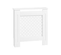HOMCOM Couvercle de Radiateur Grille Croisée 78 x 19 x 82 cm Blanc | Cache Radiateur en Bois, Étagère Supérieure, pour Salon, Chambre à Coucher, Couloir