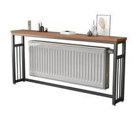 Cache-radiateur multifonction avec cadre en acier épais et plateau en bois pour salon et bureau