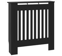 Cache-radiateur noir en bois 78 x 19 x 81,5 cm avec design à lattes verticales pour un flux efficace de la chaleur et étagère supplémentaire