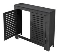 Cache Radiateur pour Ancien Radiateur, 2 Portes Persiennes Imperméable | Meuble Cache Radiateur, Sans Perçage Assemblage Facile Équerres, Salon Bain(Black,70x25x80cm/27x10x31in)