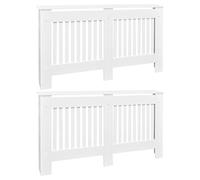 Cache-Radiateurs 2 Pcs Blanc Bois d'Ingénierie 152 cm | Design à lattes,espace de rangement,assemblage facile,salon,moderne,robuste,durable