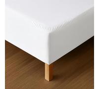 Cache Sommier 160x200 Blanc - Tissu Doux et Extensible - Rendu Impeccable - Facile à Installer
