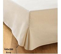 Cache sommier 160x200 Naturel - Dahlica - 4 Côtés de 30 cm - Qualité Hôtelière