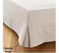 Cache sommier 200x200 Beige - Dahlica - 4 Côtés de 30 cm - Qualité Hôtelière