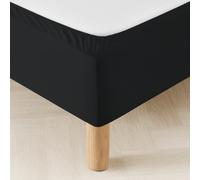 Cache Sommier 200x200 Noir - Tissu Doux et Extensible - Rendu Impeccable - Facile à Installer