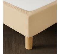 Cache Sommier 90x200 Beige - Tissu Doux et Extensible - Rendu Impeccable - Facile à Installer