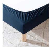 Cache-sommier coton jersey bleu marine 130x190 - Bleu marine - Terre de Nuit