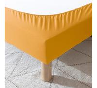 Cache-sommier Coton Jersey Jaune Moutarde 140x190 à 150x200