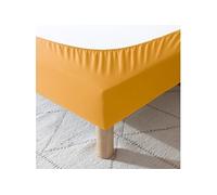 Cache-sommier coton jersey jaune moutarde 140x200