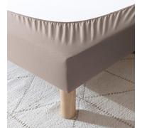 Cache-sommier Coton Jersey Taupe 70x190 à 80x200