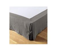 Cache sommier double gaze de coton gris anthracite 140x190 cm